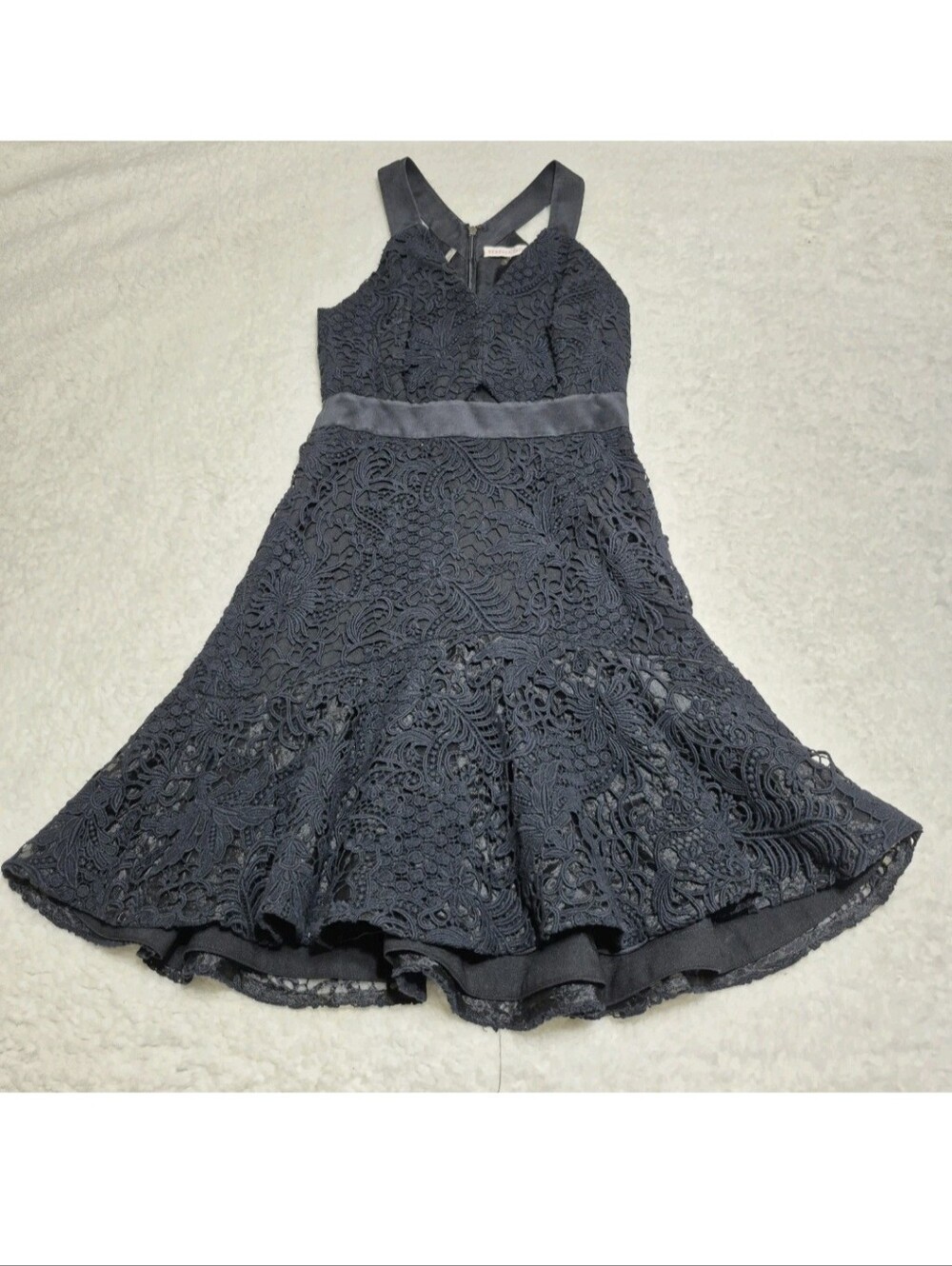 Rebecca Taylor Dress Size 0 Black Lace Silk Ruffle fit-and-flare cocktail dress